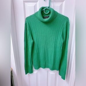 American Living Emerald Green Cable Knit Turtle Neck‎ Long Sleeve Top boho